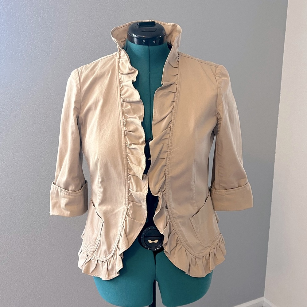 Talbots Tan Ruffle Edge Jacket